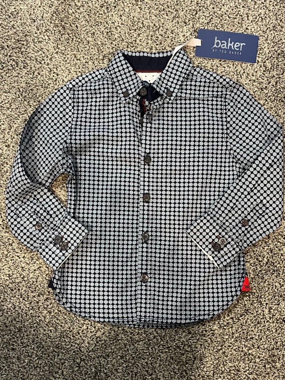 NWT Baker Toddler Button Up Dress Shirt Geometric Pattern Special Occasion